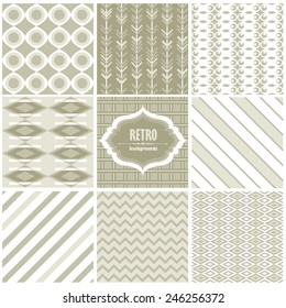 Vector illustration of a set of seamless backgrounds in pastel mild colors for scrap book, gift paper and other design