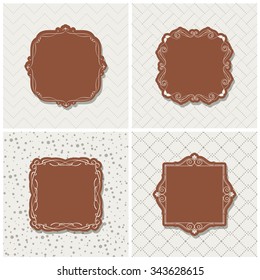 Vector illustration of a set seamless backgrounds and blank calligraphic frame in the center for your arts and design