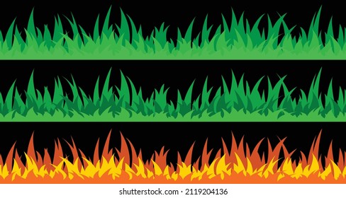 Vector illustration the set of seamless the grass.