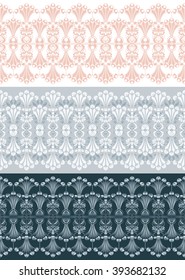 Vector illustration. Set of seamless lace borders