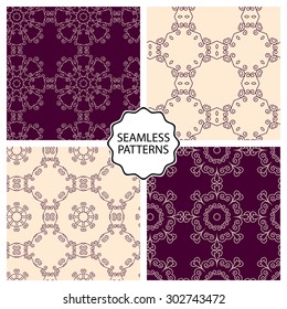 Vector illustration. Set of seamless line patterns.