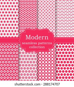 Vector illustration set of seamless modern patterns.