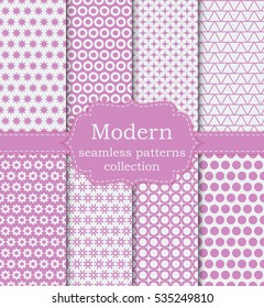 Vector illustration set of seamless modern patterns. Stock vector