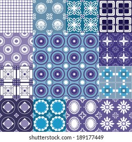 Vector illustration of a set of seamless patterns for backgrounds, tiles and other designs