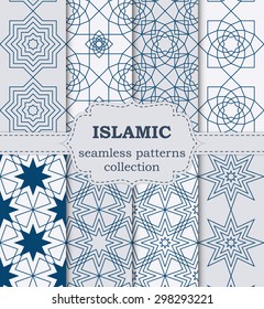 Vector illustration of a set of seamless patterns Islamic.