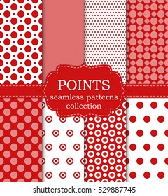 Vector illustration set of seamless patterns points. Stock vector