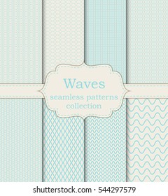 Vector illustration set of seamless patterns waves.