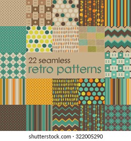 Vector illustration of a set of seamless retro backgrounds. It can be used for cloth, jackets, bags, notebooks, cards, envelopes , pads , blankets , furniture
