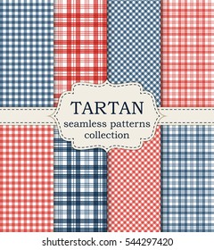Vector illustration set of seamless tartan patterns. Stock vector