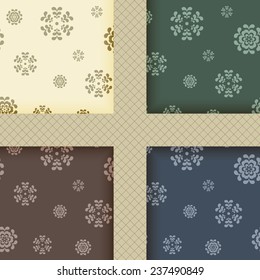 Vector illustration: set of seamless winter backgrounds with snowflakes