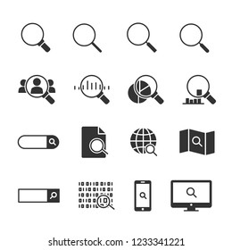 Vector illustration set of search icons.