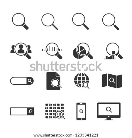 Vector illustration set of search icons.