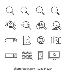 Vector illustration set of search line icons.