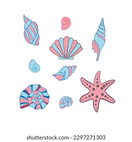 Vector illustration of a set of seashells for your design