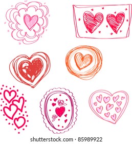 vector illustration set of seven lovely icons