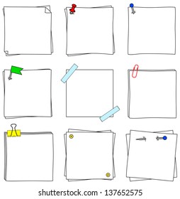 vector illustration of a set of several note papers