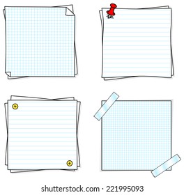 vector illustration of a set of several note papers