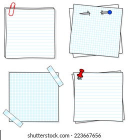 vector illustration of a set of several note papers