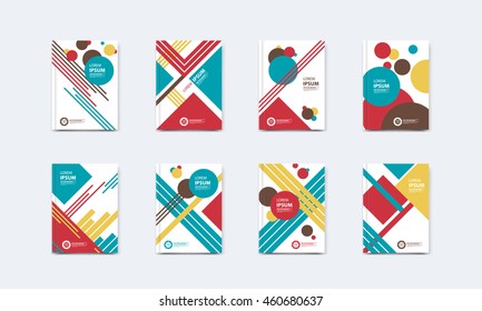 Vector illustration. Set of shape designs for cover, poster, book, leaflet, brochure, layout template, flayer, journal page, annual report, business card, banner, magazine, title page, booklet .