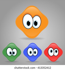 Vector illustration. Set of shaped emoticons. Rounded smilies.