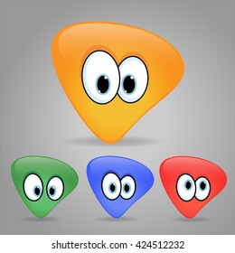 Vector illustration. Set of shaped emoticons. Rounded smilies.