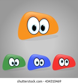 Vector illustration. Set of shaped emoticons. Rounded smilies.