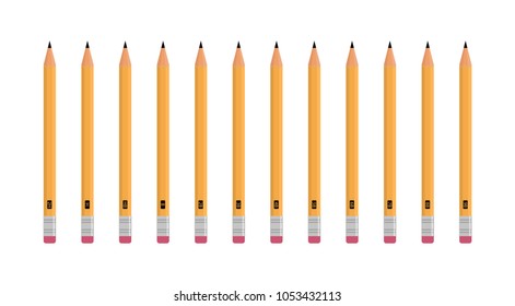 Vector illustration. Set of sharpened pencils.