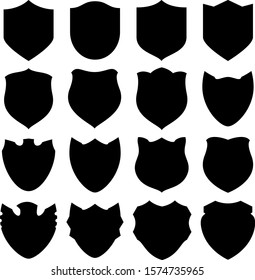 Vector illustration set of shield silhouette