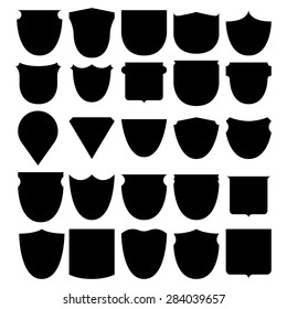 Vector illustration set shields black.