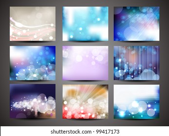 Vector illustration set of shiny and colorful creative abstract backgrounds, EPS 10.