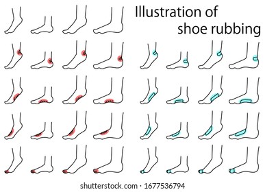 Vector illustration set of shoe rubbing