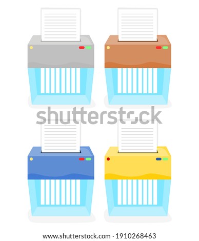 Vector illustration set of a shredder that has been used