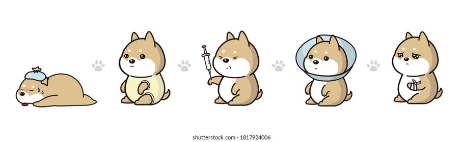 Ilustración vectorial de un shiba u enfermo.