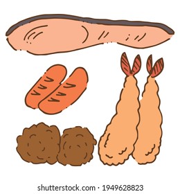 It is a vector illustration set of side dishes.
