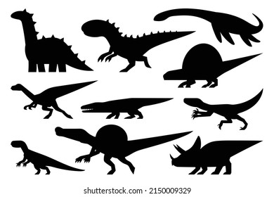 vector illustration set of silhouette Dinosaur isolated on white background.