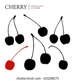 Ilustración del vector: Un conjunto de siluetas de cerezas
