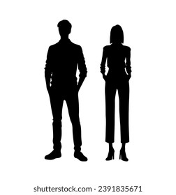 Vector illustration. Set of silhouettes of a man and woman couple.