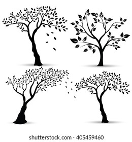 Vector Illustration : Set of silhouettes of trees