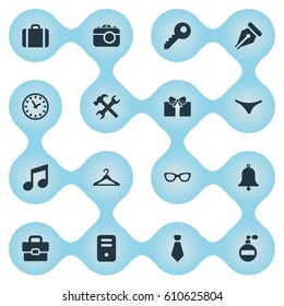 Vector Illustration Set Of Simple Accessories Icons. Elements Password, Cravat, Music And Other Synonyms Pen, Device And Panties.