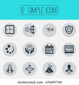 Vector Illustration Set Of Simple Administration Icons. Elements Saving, Direction, Expert And Other Synonyms Businessman, Time And Date.
