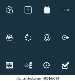 Vector Illustration Set Of Simple Administration Icons. Elements Redirect, Approve, Deadline And Other Synonyms Tablet, Clock And Redirect.