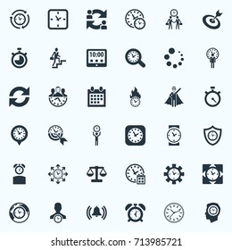 Vector Illustration Set Of Simple Administration Icons. Elements Loading, Balance, Watch And Other Synonyms Productivity, Wristwatch And Advance.