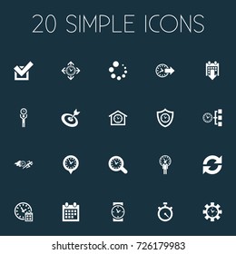 Vector Illustration Set Of Simple Administration Icons. Elements Refresh, Approve, Time Pin And Other Synonyms Calendar, Pin And House.