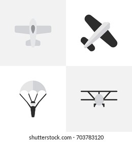 Vector Illustration Set Of Simple Aircraft Icons. Elements Airplane, Plane, Aviation And Other Synonyms Catapults, Man And Aviation.