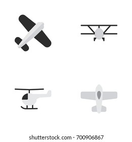 Vector Illustration Set Of Simple Airplane Icons. Elements Aviation, Airplane, Plane And Other Synonyms Aviation, Flying And Aircraft.