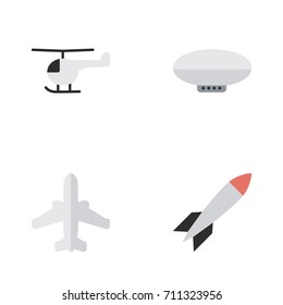 Vector Illustration Set Of Simple Airplane Icons. Elements Copter, Balloons, Bomb And Other Synonyms Copter, Airship And Balloons.
