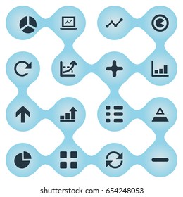 Vector Illustration Set Of Simple Analytics Icons. Elements Menu, Plus, Minus And Other Synonyms Statistic, Positive And Graph.