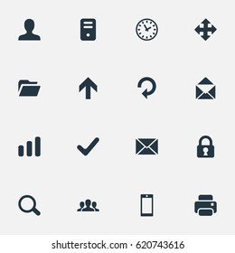 Vector Illustration Set Of Simple Apps Icons. Elements User, Community, Upward Direction And Other Synonyms Extend, Printer And Open.