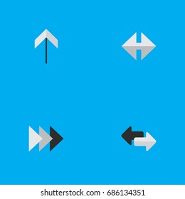 Vector Illustration Set Of Simple Arrows Icons. Elements Indicator, Up, Onward And Other Synonyms Onward, Up And Import.