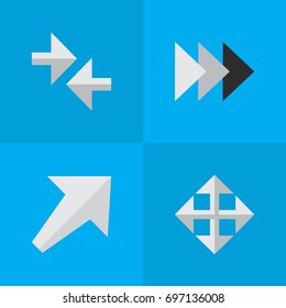 Vector Illustration Set Of Simple Arrows Icons. Elements Southwestward, Export, Widen And Other Synonyms Forward, Resize And Southwestward.